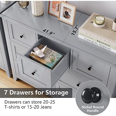 7 Chest of Drawer for Bedroom, Modern Dresser Storage Organizer with Deep Drawer