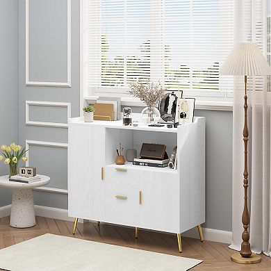Buffet Cabinet with Drawers, Sideboard Buffet Storage Cabinet with Shelves and Doors