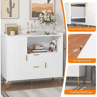 Buffet Cabinet with Drawers, Sideboard Buffet Storage Cabinet with Shelves and Doors