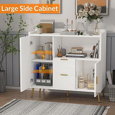 Buffet Cabinet with Drawers, Sideboard Buffet Storage Cabinet with Shelves and Doors