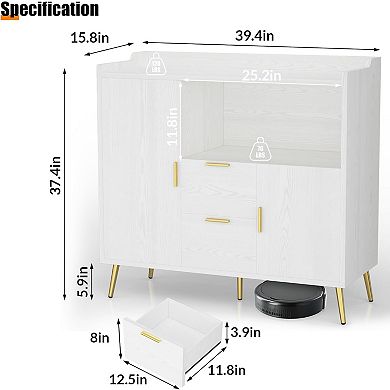 Buffet Cabinet with Drawers, Sideboard Buffet Storage Cabinet with Shelves and Doors