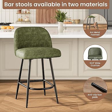 26-inch bar stool with a backrest and curved footrest, featuring sturdy, metal legs