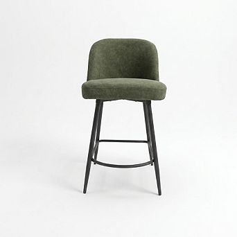 26-inch bar stool with a backrest and curved footrest, featuring sturdy, metal legs