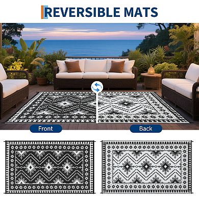 Outdoor Rug, Waterproof Reversible Outdoor Plastic Straw Rug for Patio, Camping, Deck, Balcony