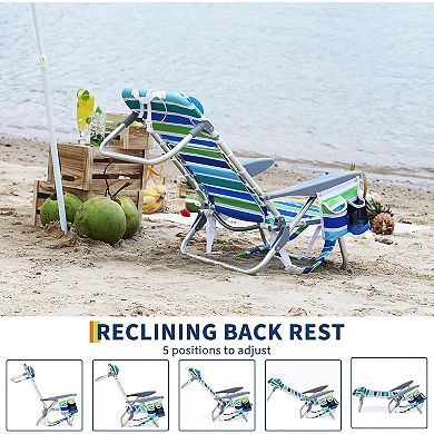2Pack Backpack Beach Chair Lightweight Portable Lay Flat Folding Beach Chair with 5 Positions