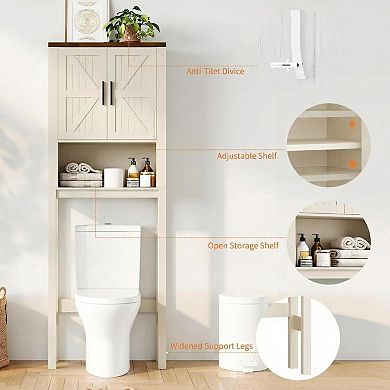 Toilet Rack with Over The Toilet Storage Cabinet, Bathroom Cabinet with Adjustable Shelf