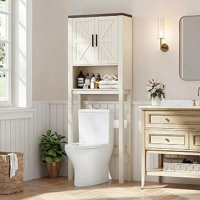 Toilet Rack with Over The Toilet Storage Cabinet, Bathroom Cabinet with Adjustable Shelf