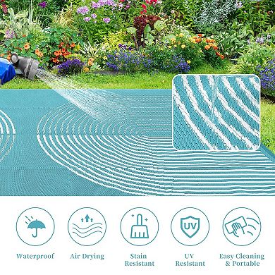 Outdoor Waterproof Rug, Plastic Straw Camping Rug, Reversible Floor Mat for Picnic Deck & RV