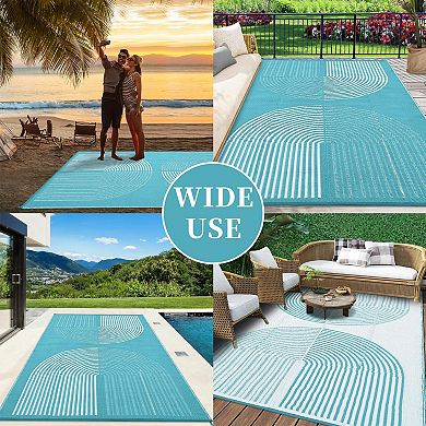 Outdoor Waterproof Rug, Plastic Straw Camping Rug, Reversible Floor Mat for Picnic Deck & RV