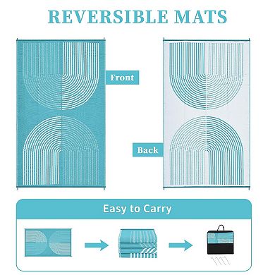 Outdoor Waterproof Rug, Plastic Straw Camping Rug, Reversible Floor Mat for Picnic Deck & RV