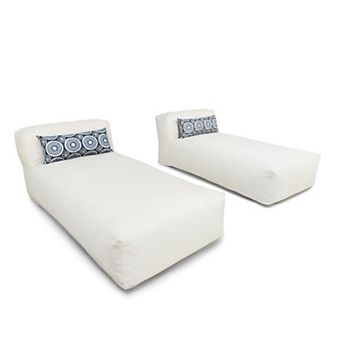 Outdoor Bean Bag Chaise Lounge Chair with Pillow for Swimming Pool, Patio