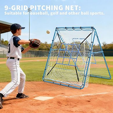 2-in-1 Baseball Rebounder Net, Adjustable Bounce Back Net Baseball Trainer