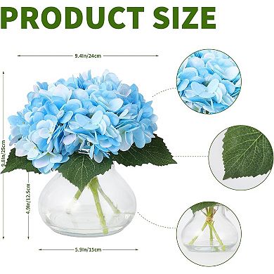 Artificial Hydrangea Flowers with Vase and Fake Water