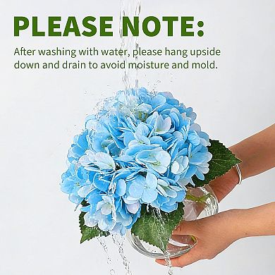 Artificial Hydrangea Flowers with Vase and Fake Water