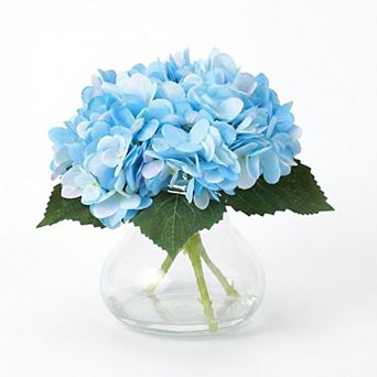Artificial Hydrangea Flowers with Vase and Fake Water