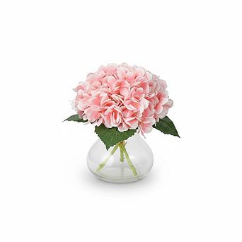 Artificial Hydrangea Flowers with Vase and Fake Water