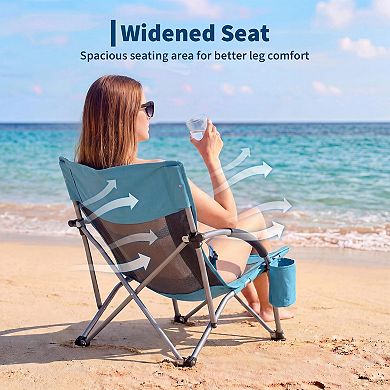 Low Beach Chair,Folding Portable Lay Chairs,Lightweight Extra Wide Seat Chair for Camping,Travel