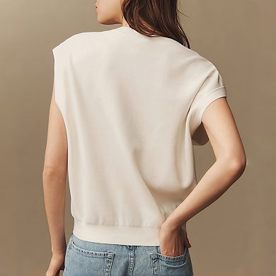 Women's V-Neck Knit Vest - Waist-Defining Sleeveless Layering Tank Top