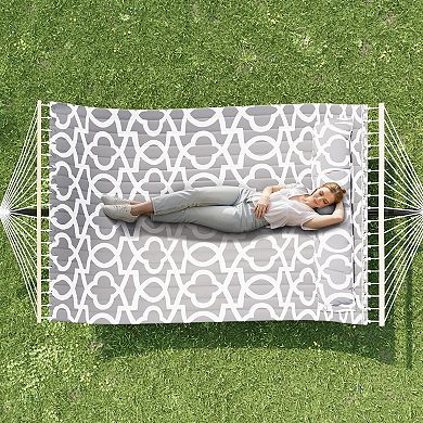 Double Hammock with Stand for 2 Adults, Heavy Duty Portable Quilted Hammock Bed