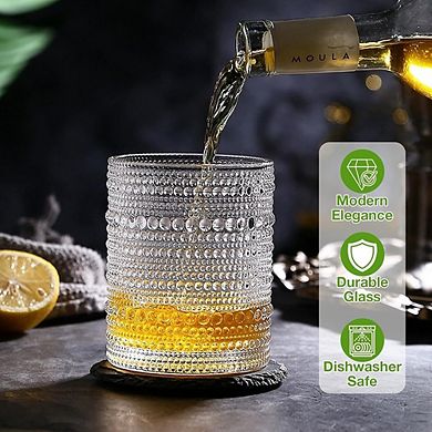 8pc Hobnail Glasses Set, Drinking Glasses for Water & Cocktails