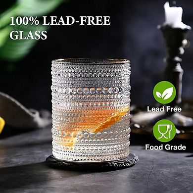 8pc Hobnail Glasses Set, Drinking Glasses for Water & Cocktails