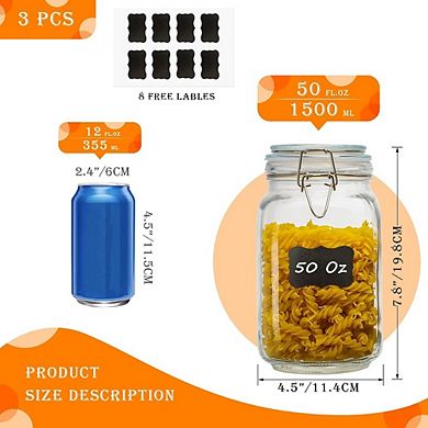 Airtight Glass Food Storage Jars with Clamp Lids, Pantry Canister Set