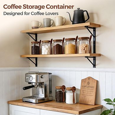 Airtight Glass Coffee Canister with Spoon for Coffee Storage