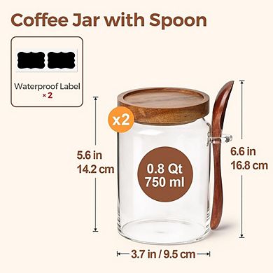Airtight Glass Coffee Canister with Spoon for Coffee Storage
