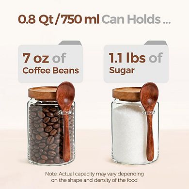 Airtight Glass Coffee Canister with Spoon for Coffee Storage