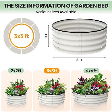 Raised Garden Beds Outdoor 2 Pcs Galvanized Raised Garden Bed for Gardening Round