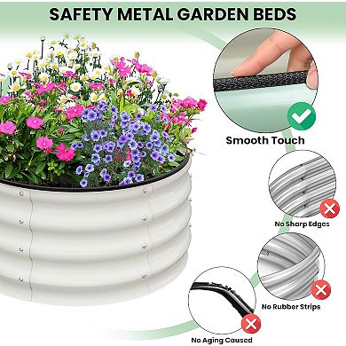 Raised Garden Beds Outdoor 2 Pcs Galvanized Raised Garden Bed for Gardening Round