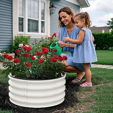 Raised Garden Beds Outdoor 2 Pcs Galvanized Raised Garden Bed for Gardening Round