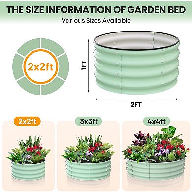 Raised Garden Beds Outdoor 2 Pcs Galvanized Raised Garden Bed for Gardening Round