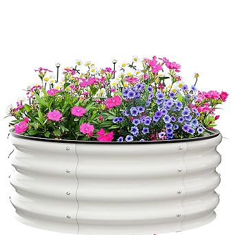 Raised Garden Beds Outdoor 2 pc Galvanized Raised Garden Bed for Gardening Round