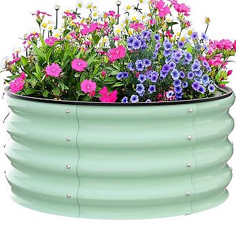 Raised Garden Beds Outdoor 2 pc Galvanized Raised Garden Bed for Gardening Round