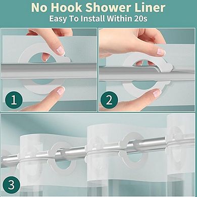 Heavy-Duty PEVA Shower Curtain Liner with Magnets, Waterproof Thickened Plastic