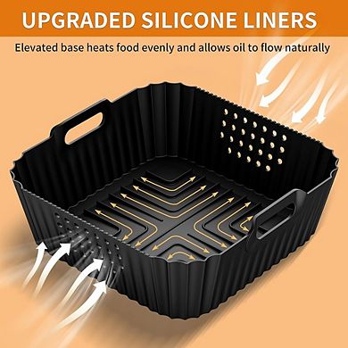 Air Fryer Silicone Liners, Reusable Non-Stick, Heat-Resistant Mats