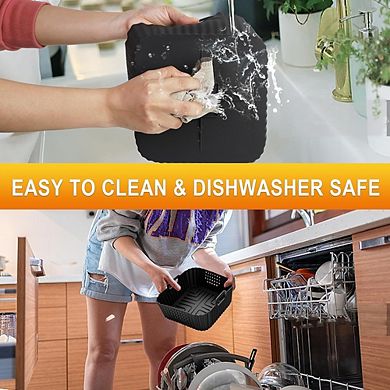 Air Fryer Silicone Liners, Reusable Non-Stick, Heat-Resistant Mats