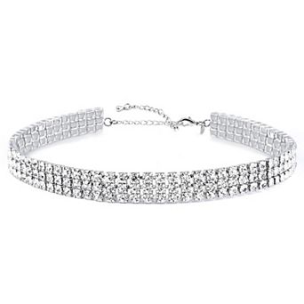 3 Row Rhinestone Gold Choker