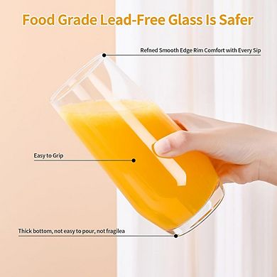 8pc Crystal Drinking Glass Set, Highball & Stemless Glasses for Cocktails