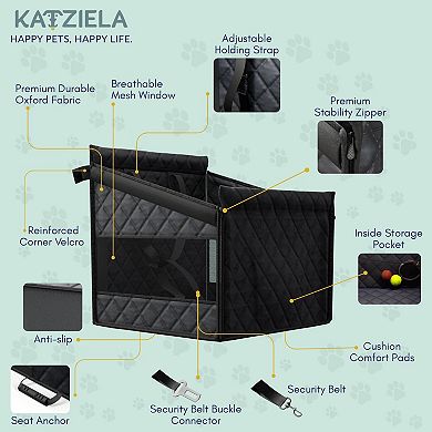 KATZIELA Single Dog Car Seat Cover Heavy Duty Waterproof Protector For SUV`s AndTrucks