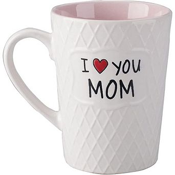 “I Love You Mom” 16oz Ceramic Mug Gift, Microwave Safe Coffee & Tea Cup