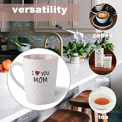 “I Love You Mom” 16oz Ceramic Mug Gift, Microwave Safe Coffee & Tea Cup