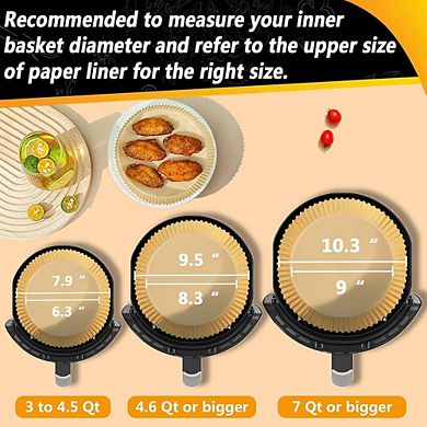 9.5-Inch Disposable Air Fryer Paper Liners, Non-Stick, Oil-Resistant, 48QT