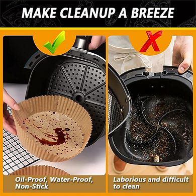 9.5-Inch Disposable Air Fryer Paper Liners, Non-Stick, Oil-Resistant, 48QT