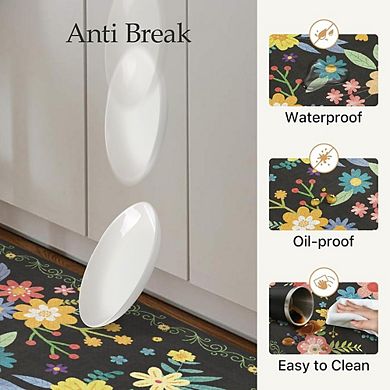 2PC Cushioned Kitchen Mat Set, Non-Slip Waterproof Anti-Fatigue Floor Rugs