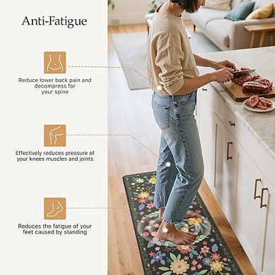 2PC Cushioned Kitchen Mat Set, Non-Slip Waterproof Anti-Fatigue Floor Rugs
