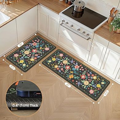 2PC Cushioned Kitchen Mat Set, Non-Slip Waterproof Anti-Fatigue Floor Rugs
