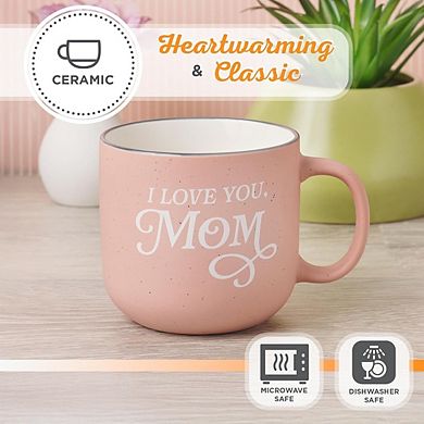 “I Love You Mom” Proverbs 31 Mug Gift, 14oz Pink & White Ceramic Coffee Cup