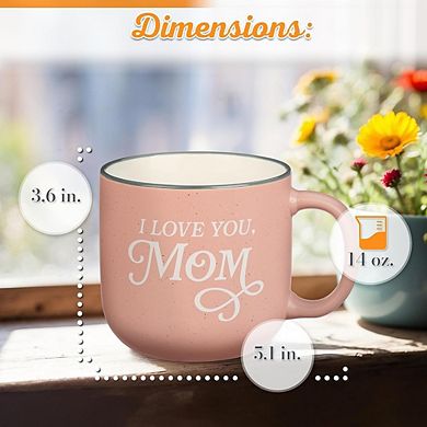 “I Love You Mom” Proverbs 31 Mug Gift, 14oz Pink & White Ceramic Coffee Cup